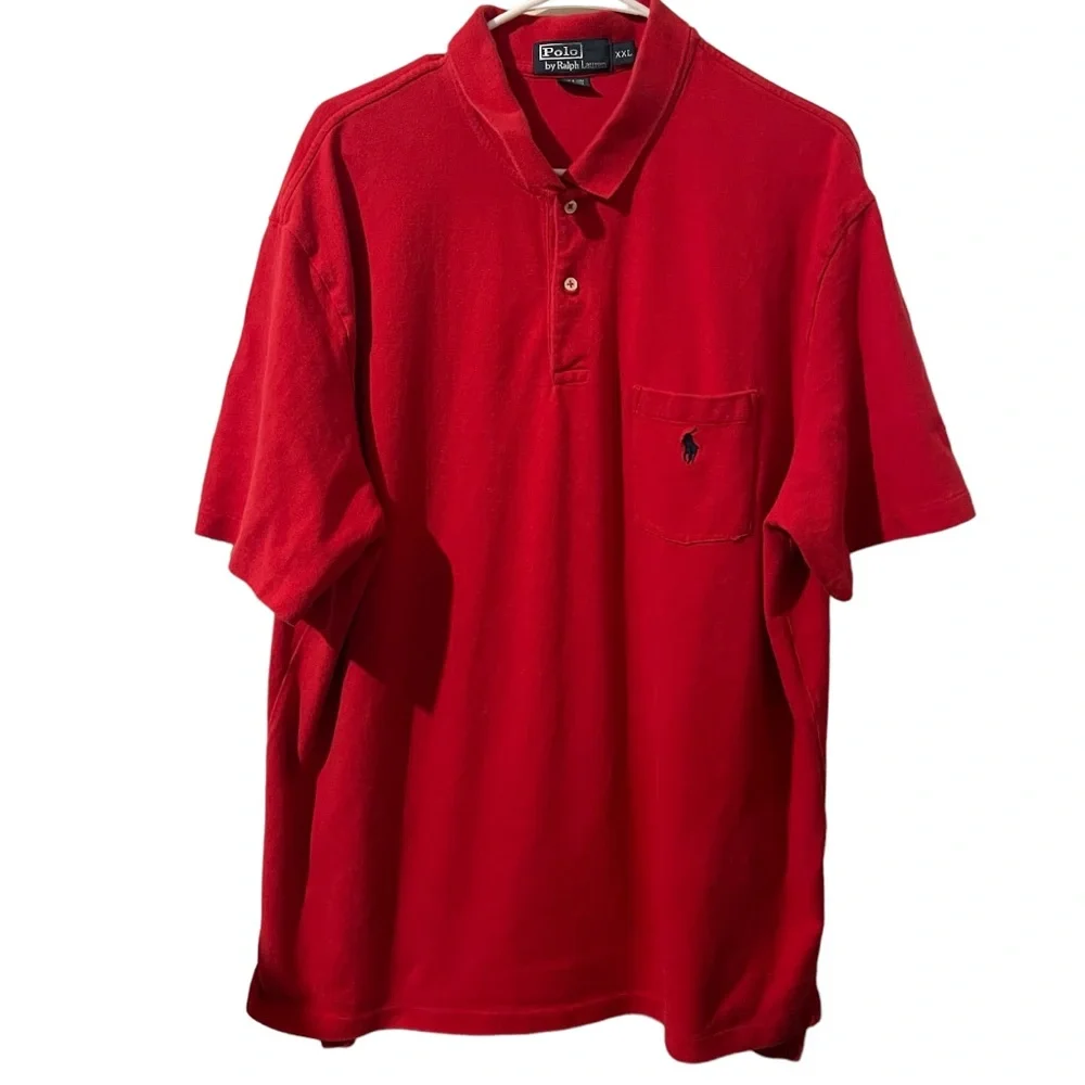 Polo Ralph Lauren Shirt Men 2XL Red Embroidered Pony Solid Lightweight Casual